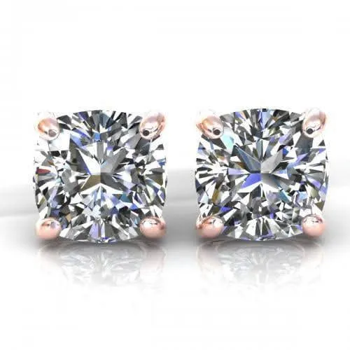 0.25-2.00 CT Cushion Cut Diamonds - Stud Earrings