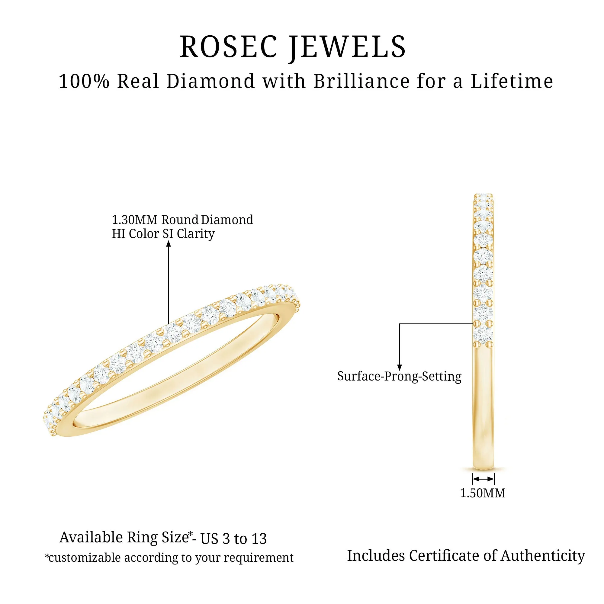 1/4 CT Diamond Half Eternity Ring