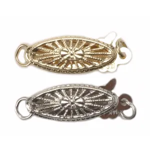 14KY & 14KW 15 mm x 5.5 mm Filigree Pearl Clasp