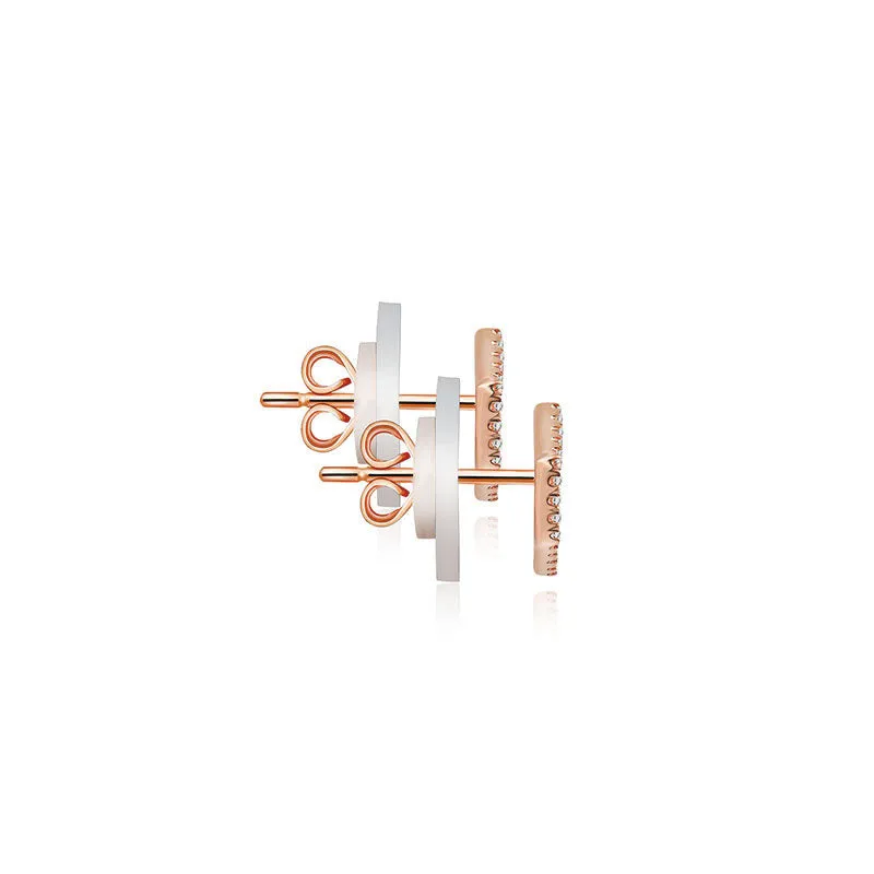 18k Gold Geometric Cube Diamond Earring