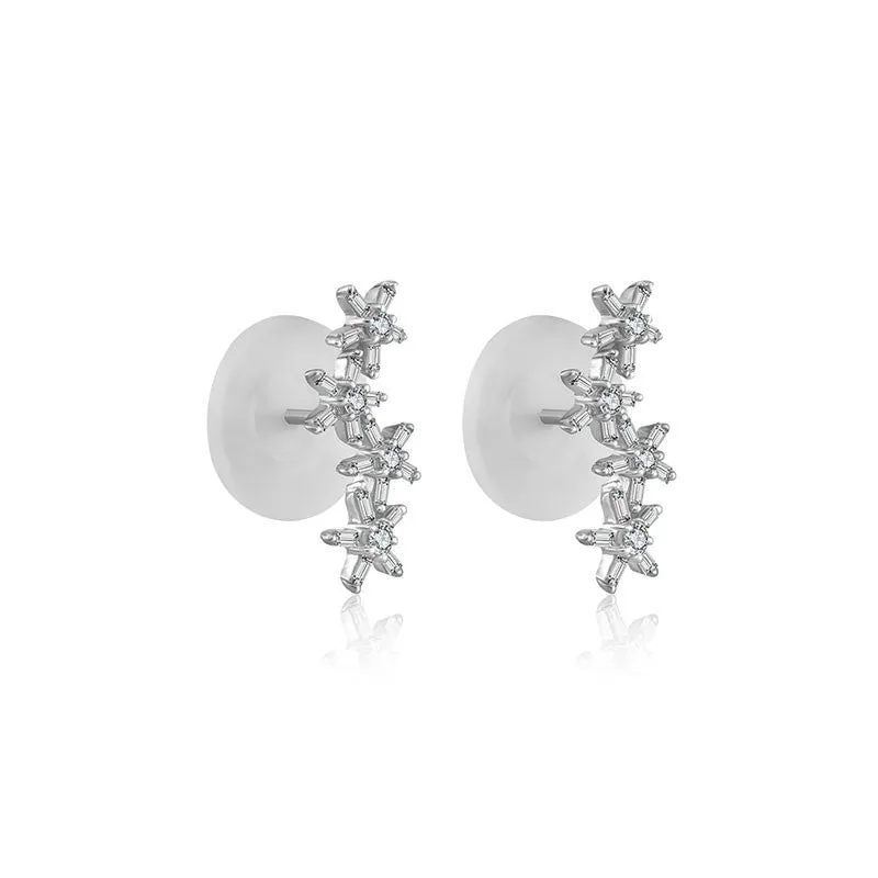 18k Gold Irregular Order Flower Shape Diamond Earring
