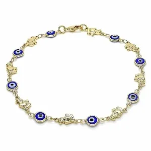 18K Womens Gold Filled Elephant-Blue Lobster Clasp Ankle Bracelet 10 Inch