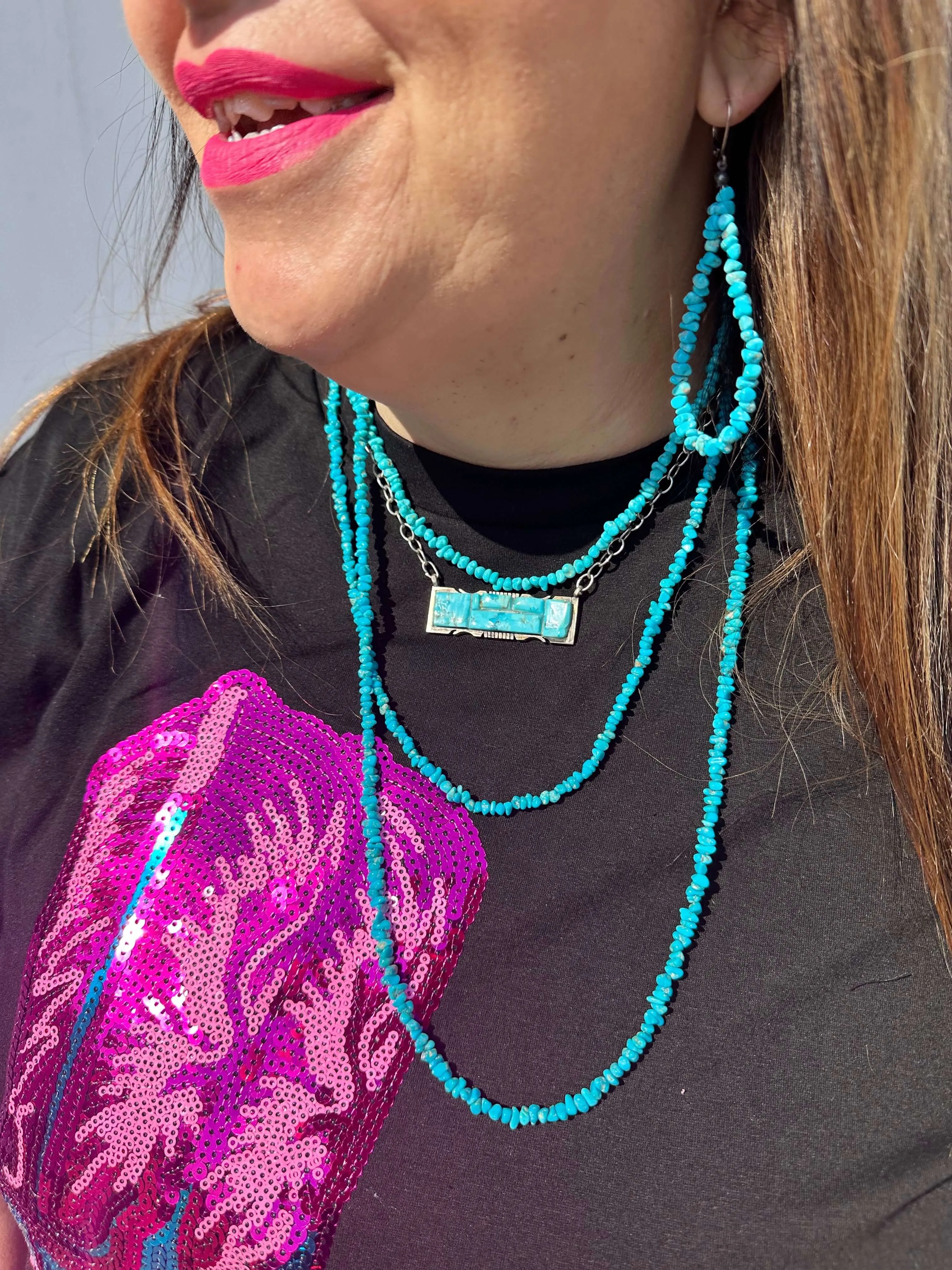 19 Inch Cobblestone Big Bar Genuine Necklace.