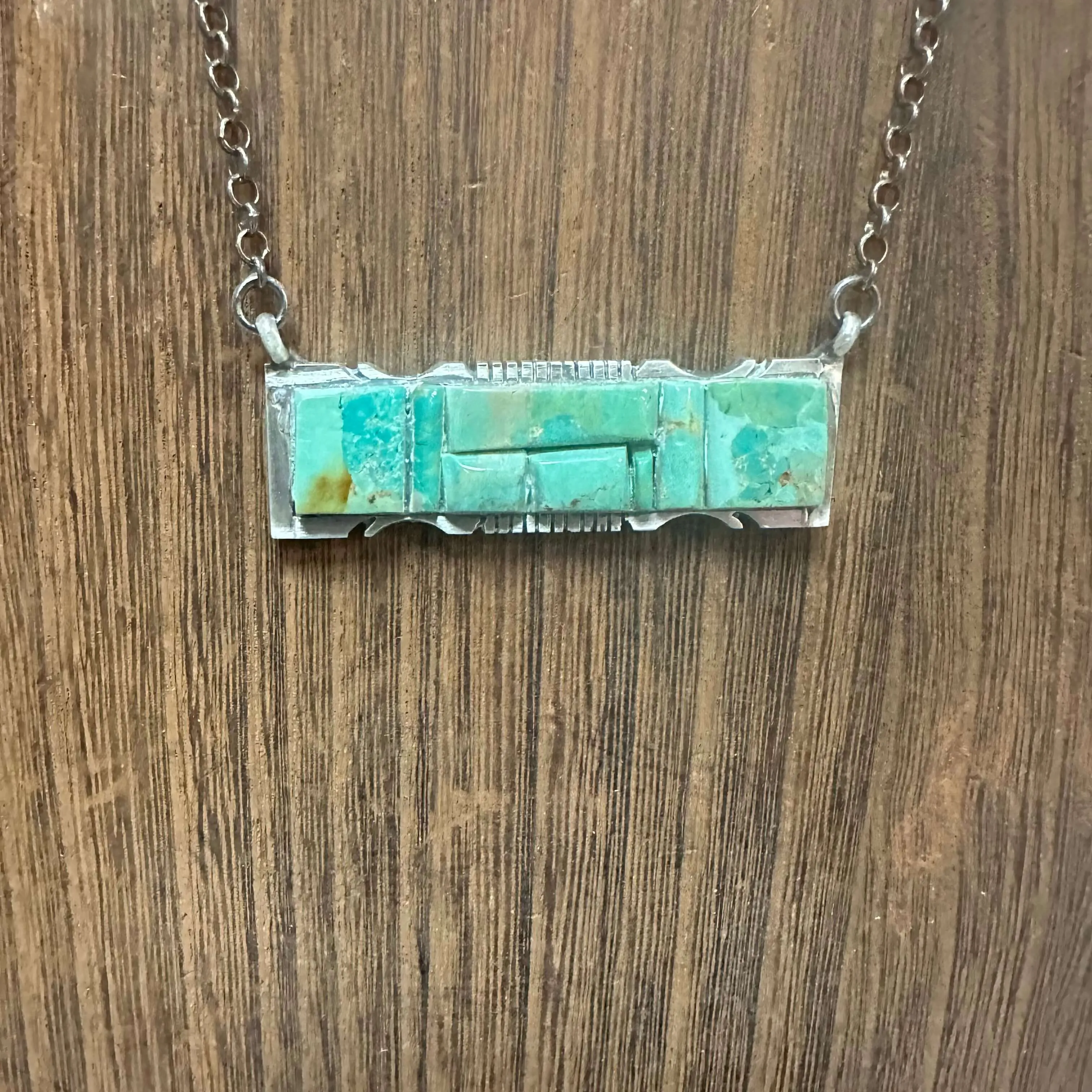 19 Inch Cobblestone Big Bar Genuine Necklace.