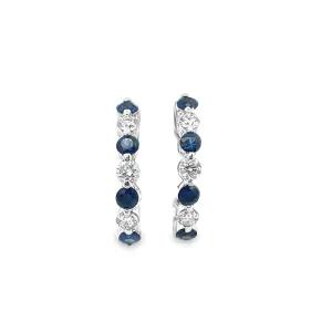 Blue Sapphire & Diamond Hugger Earrings