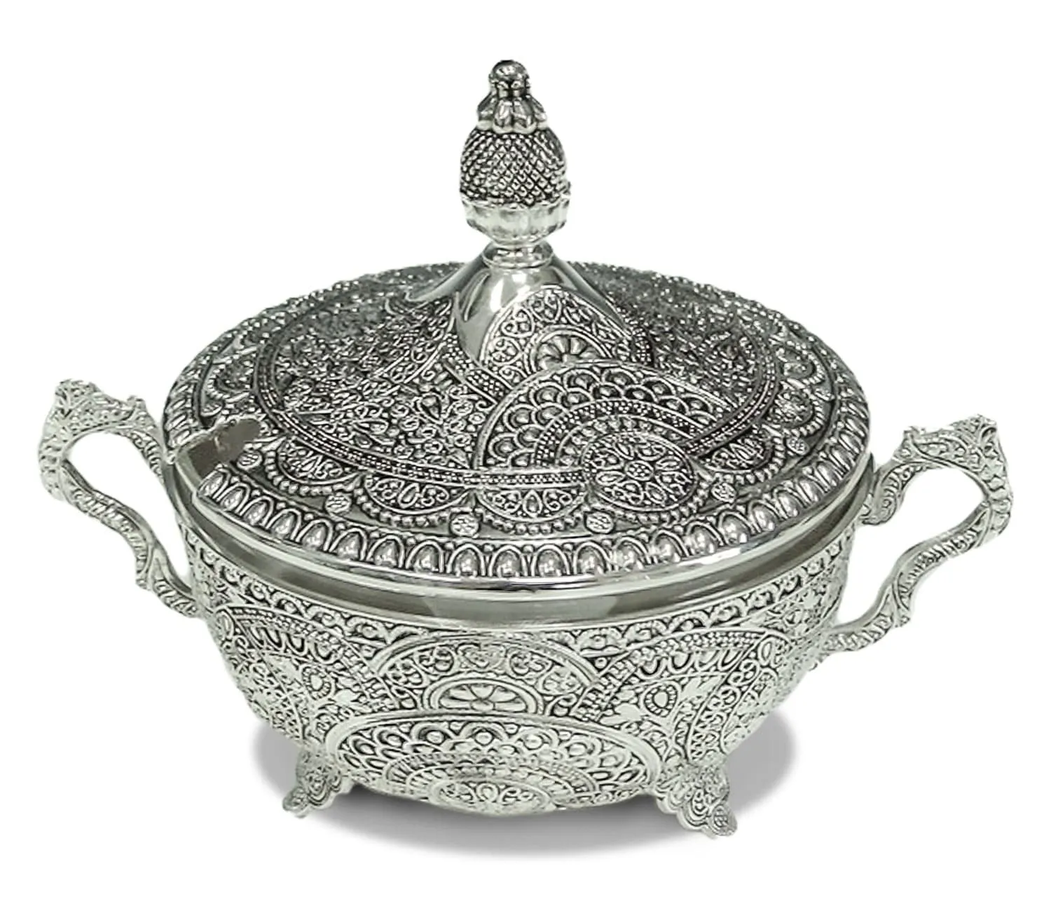 Dish Silver Plated Filigree With Spoon