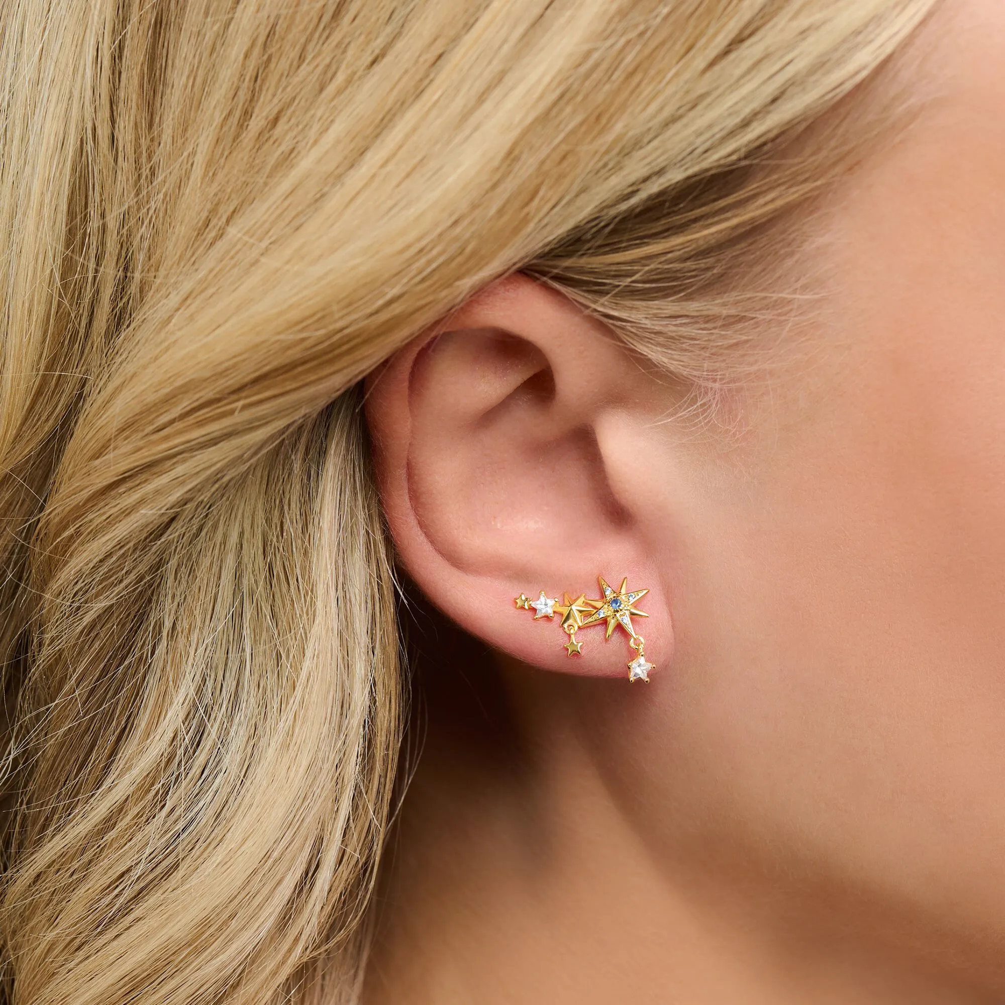 Ear climber royalty stars - gold