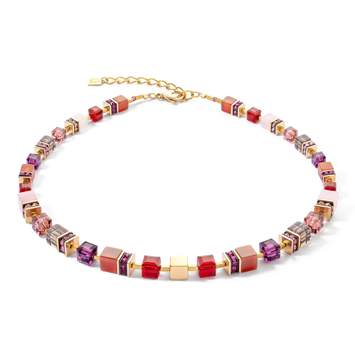 GeoCUBE® Precious statement necklace gold-red