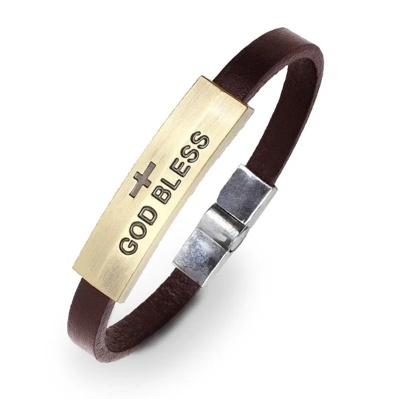 Men's Cross Bracelet <br> God Bless