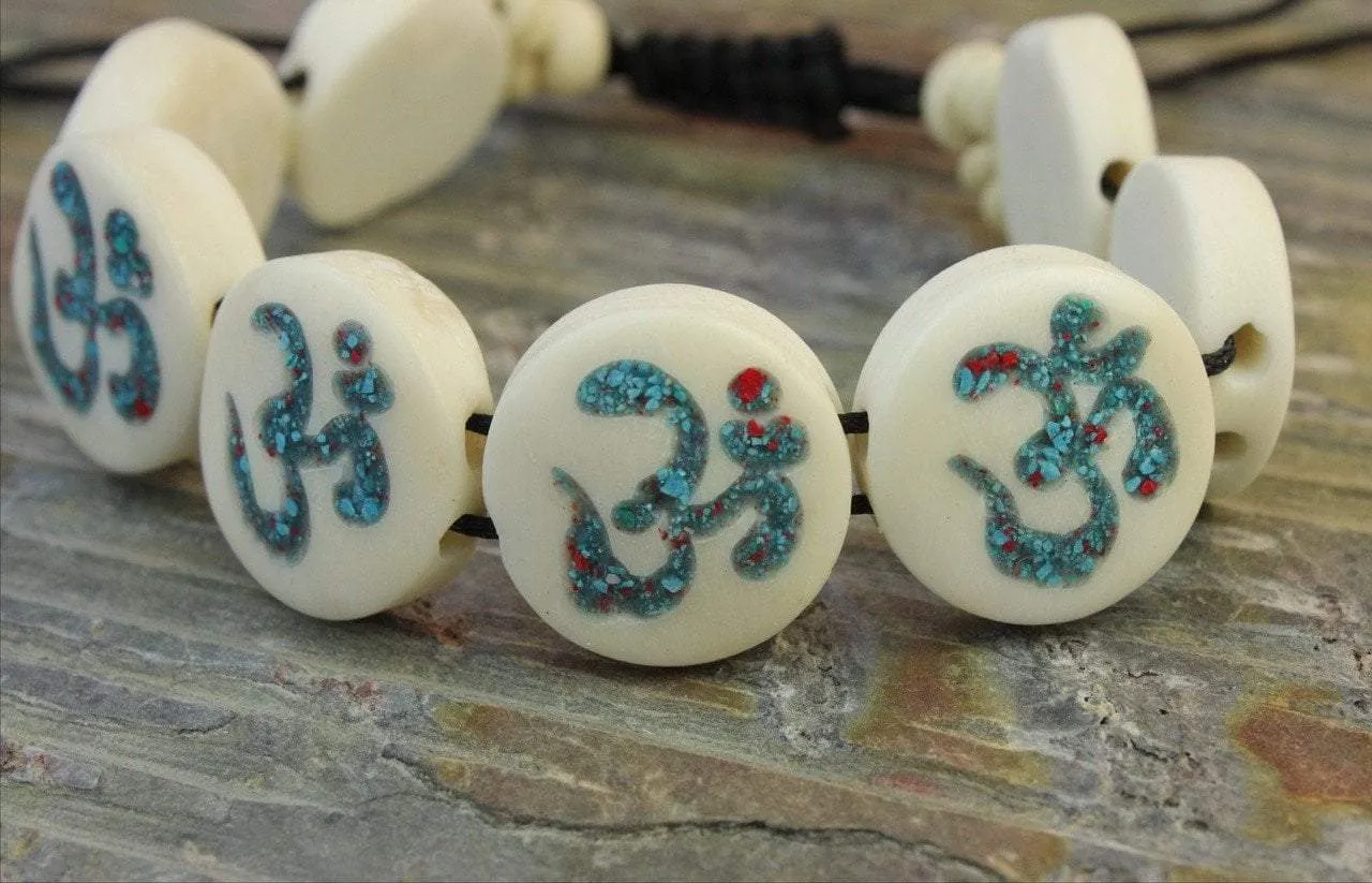 Om Bone Beaded Bracelet