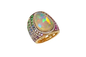 Rainbow Opal Ring