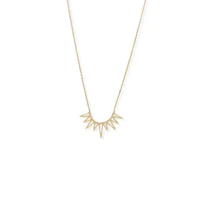 Rise and Shine! 16"   2" 14 Karat Gold Plated Beaded Sun Necklace