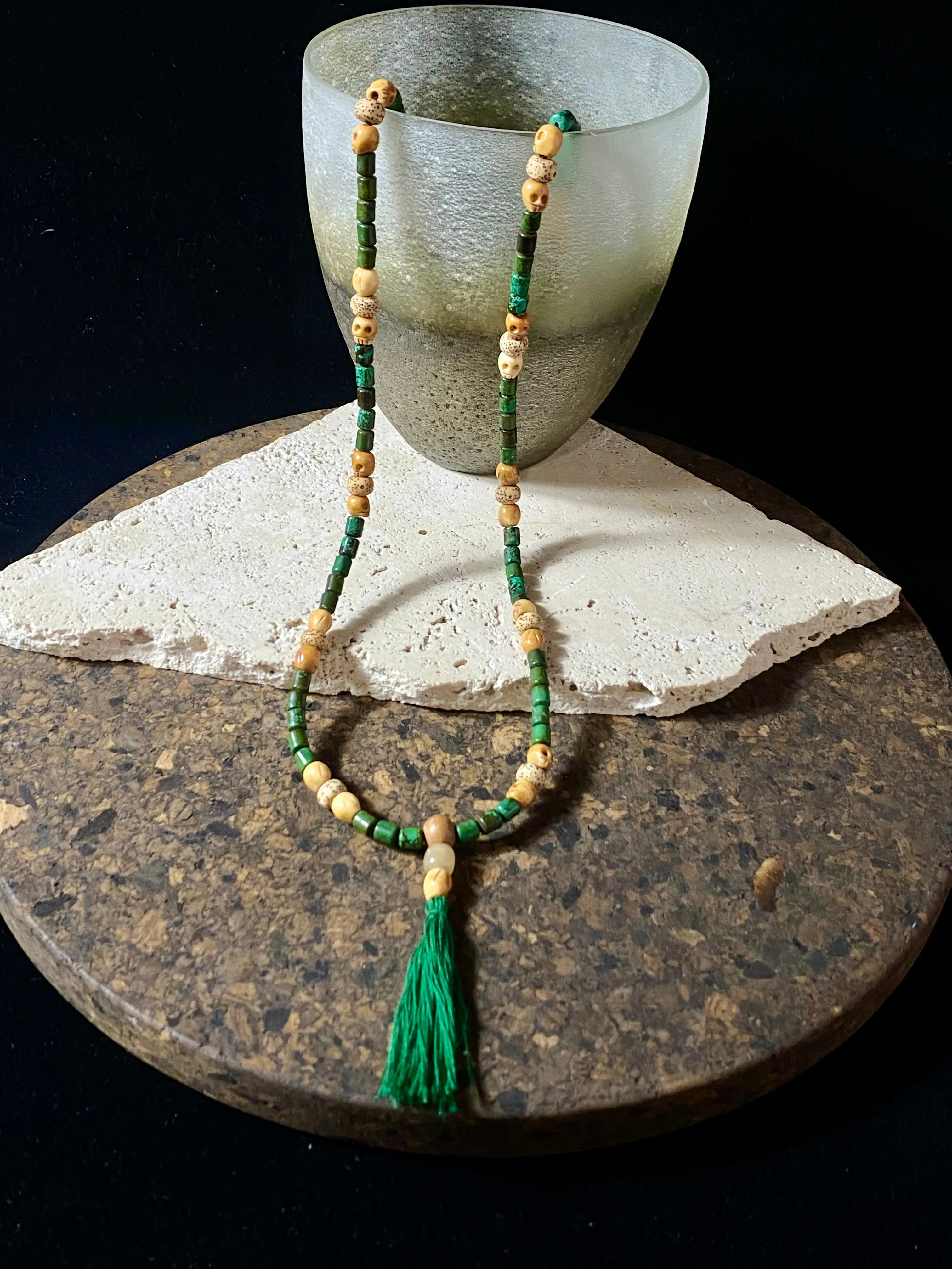Turquoise and Yak Bone Mala Necklace