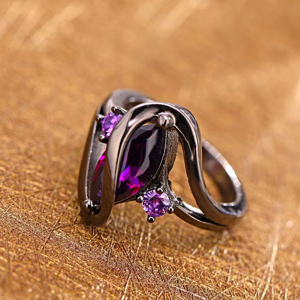 Vintage Purple Zircon Crystal Rings